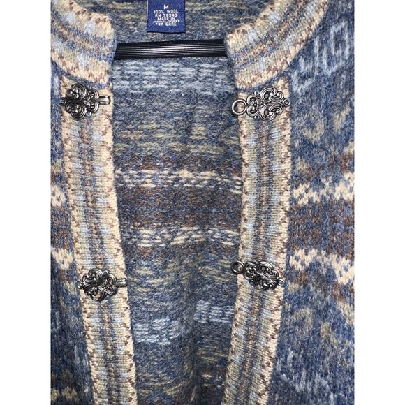 Newton Trading Company 100% Wool Sweater Cardigan Jacket Zip Nordic Women Sz M - Picture 3 of 5